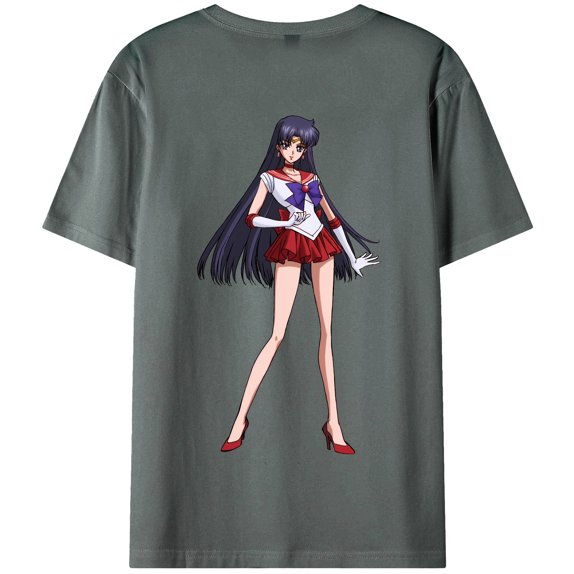 （画像用） 美少女戦士セーラームーン 火野レイ ひの レイ Sailor Moon Hino Rei （セーラーマーズ,Sailor Mars） 綿100％半袖Tシャツ（背面プリント）